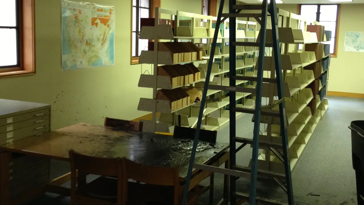 Water damage from a burst pipe