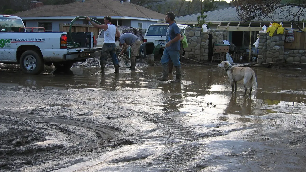 Belongings being salvaged after a flood
