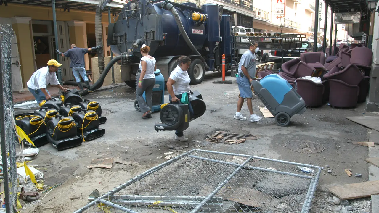 Vacuum truck at a cleanup site